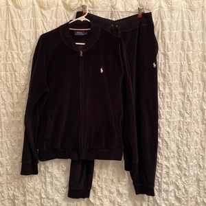 Men’s Polo velour tracksuit. Black.